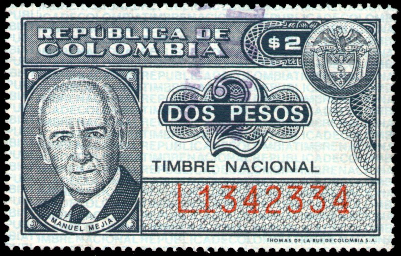 TIMBRE NACIONAL - MANUEL MEJIA -  SERIE 