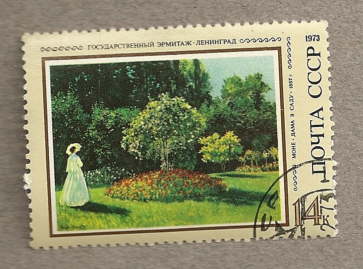 Dama en jardín