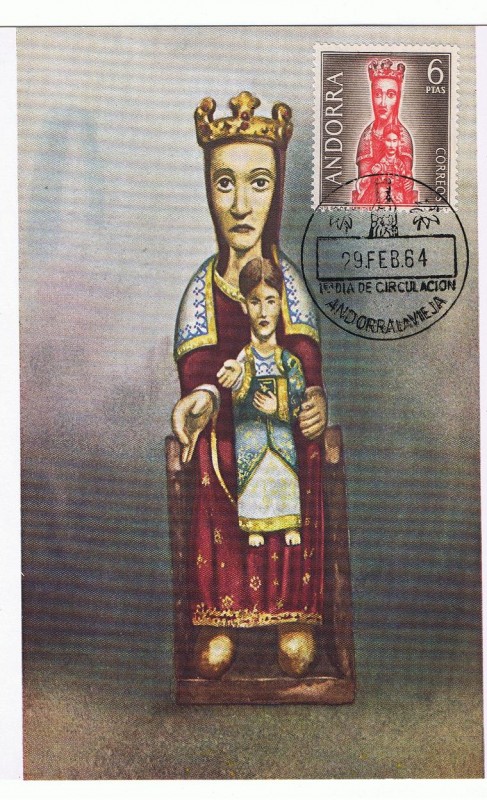 Andorra.  Virgen de Meritxell.  Primer día de circulación del sello