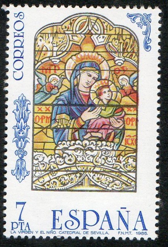 2815- VIDRERAS ARTISTICAS. VIRGEN CON EL NIÑO, CATEDRAL DE SEVILLA.