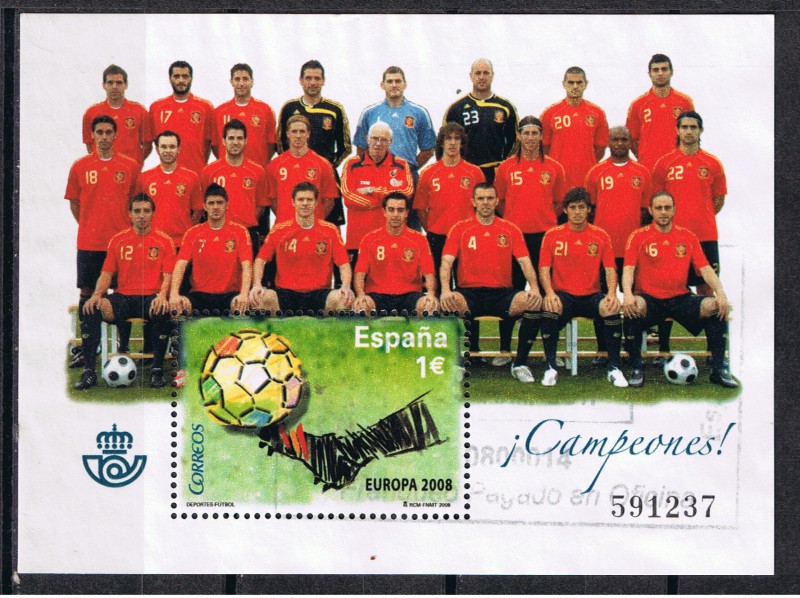 Edifil  4429  Selección Española de Fútbol campeona de Europa 2008.  