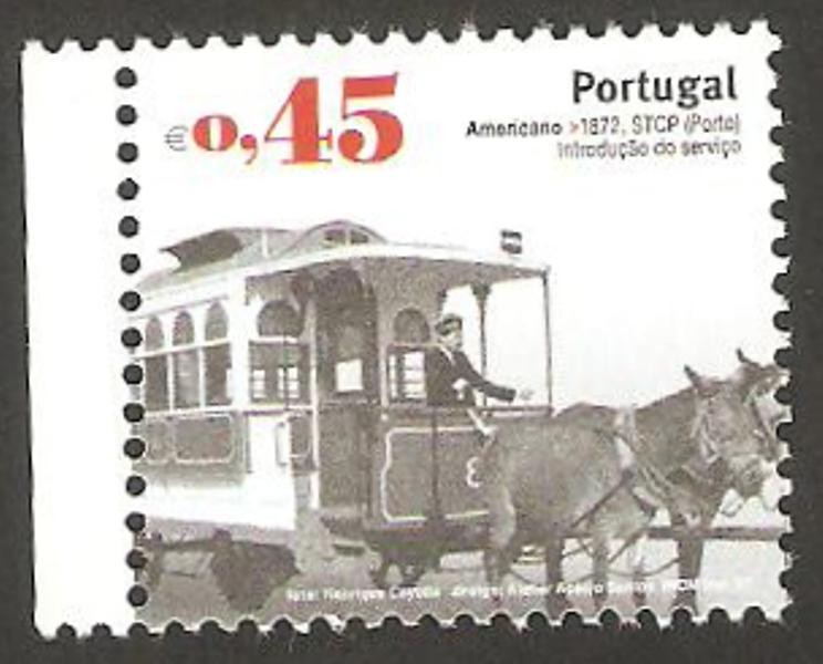 3127 - Transporte público, Americano, vehículo tirado por 2 caballos