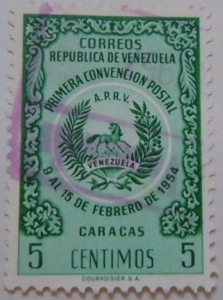 PRIMERA CONVENCION POSTA 9 AL 15 DE FEBRERO DE 1954 CARACAS