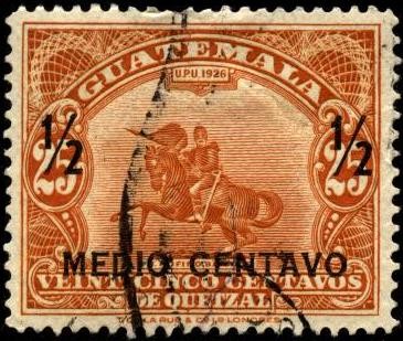 J. Rufino Barrios.  UPU 1926.   Sobreimpreso