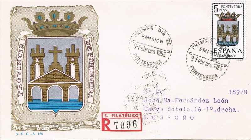 SPD ESCUDO DE PONTEVEDRA CON MATASELLOS DE PONTEVEDRA. ED Nº 1632