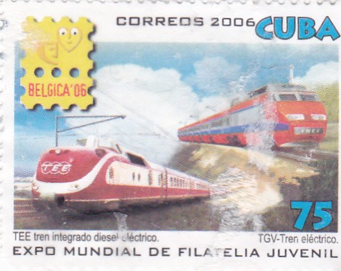 Expo Mundial de Filatelia Juvenil- tee tren integrado diesel eléctrico