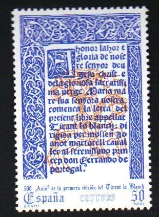 1990 - 500 ANIVERSARIO DE LA PRIMERA EDICION TIRANT LO BLANCH