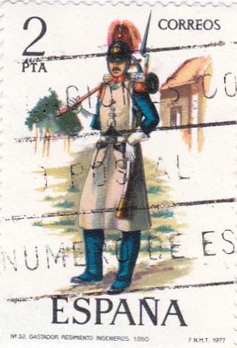Gastador del Regimiento de Ingenieros 1850-UNIFORMES MILITARES   (S)