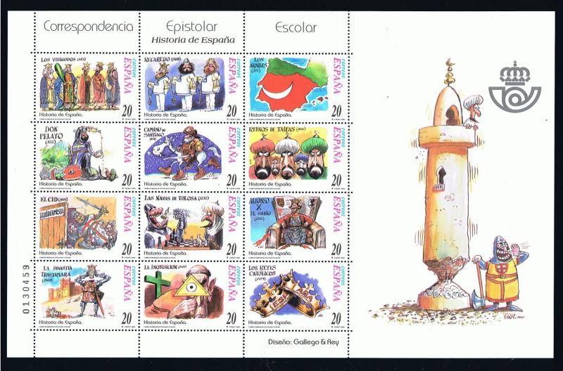 Edifil  3744 - 3755 MP:74  Correspondencia Epistolar Escolar. Historia de España.  