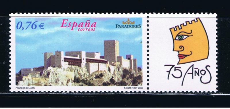 Edifil  3999  Paradores de Turismo.  75º aniver. de la creación de los Paradores de Turismo. 