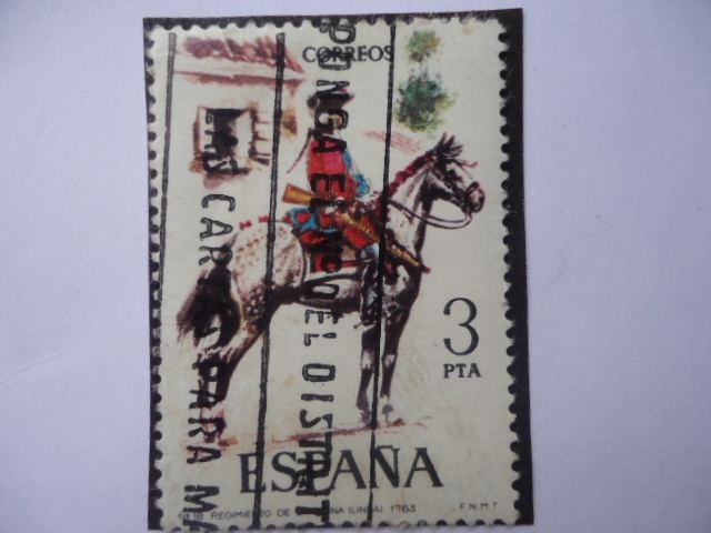Ed:2238 (Nº18)- Uniformes Militares- Regimiento de la Reina Línea 1763