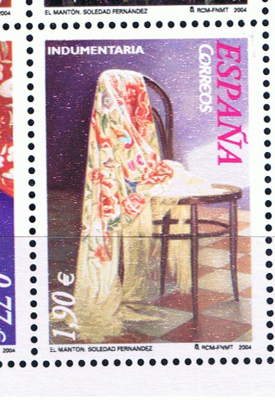 Edifil  4076 D  Indumentaria. El mantón.  