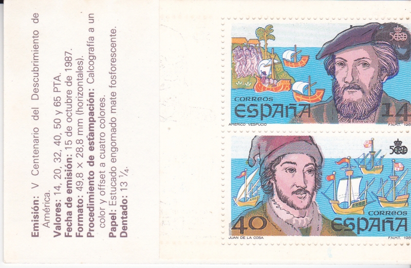 carné- V CENTENARIO DEL DESCUBRIMIENTO DE AMÉRICA 1492-1992- venta  (6)