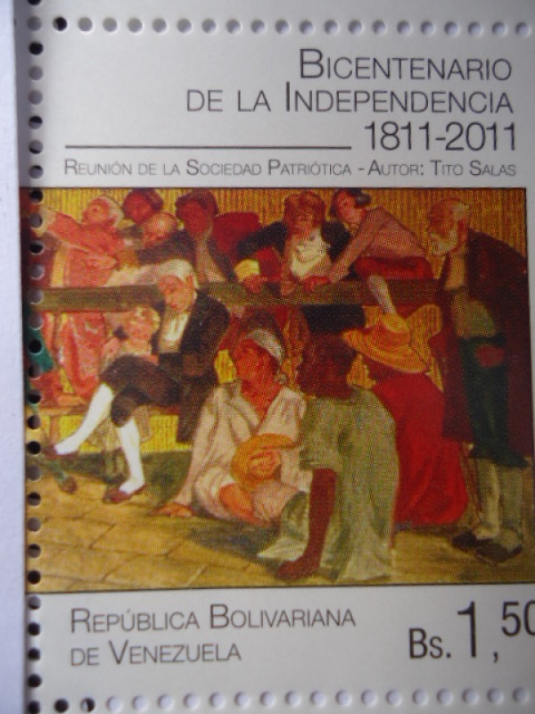 Bicentenarioi de la Independencia 1811-2011 - Reunión de la sociedad Patriótica -(Sello 10de 10)