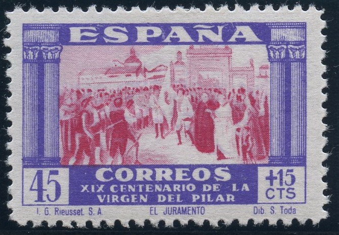 ESPAÑA 894 XIX CENTENARIO DE LA VENIDA DE LA VIRGEN DEL PILAR A ZARAGOZA