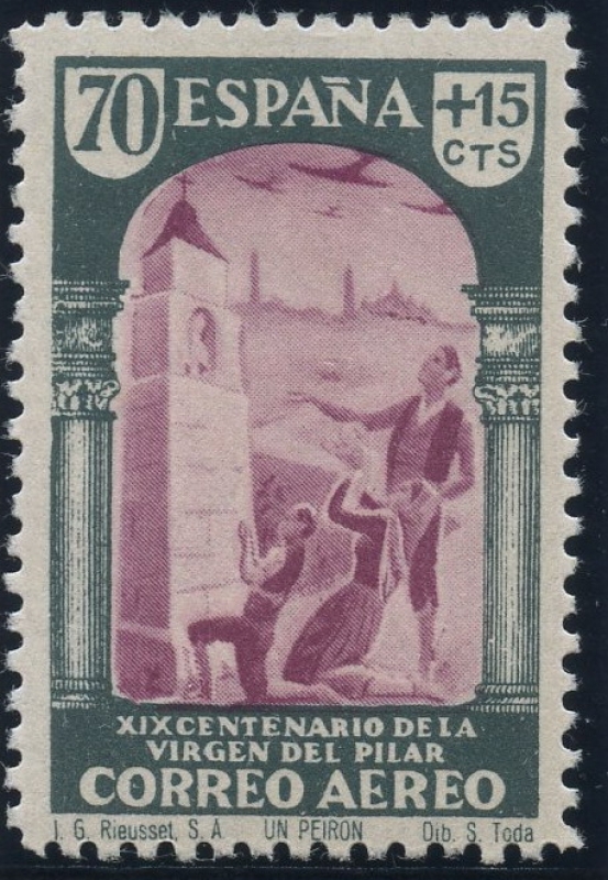 ESPAÑA 907 XIX CENTENARIO DE LA VENIDA DE LA VIRGEN DEL PILAR A ZARAGOZA