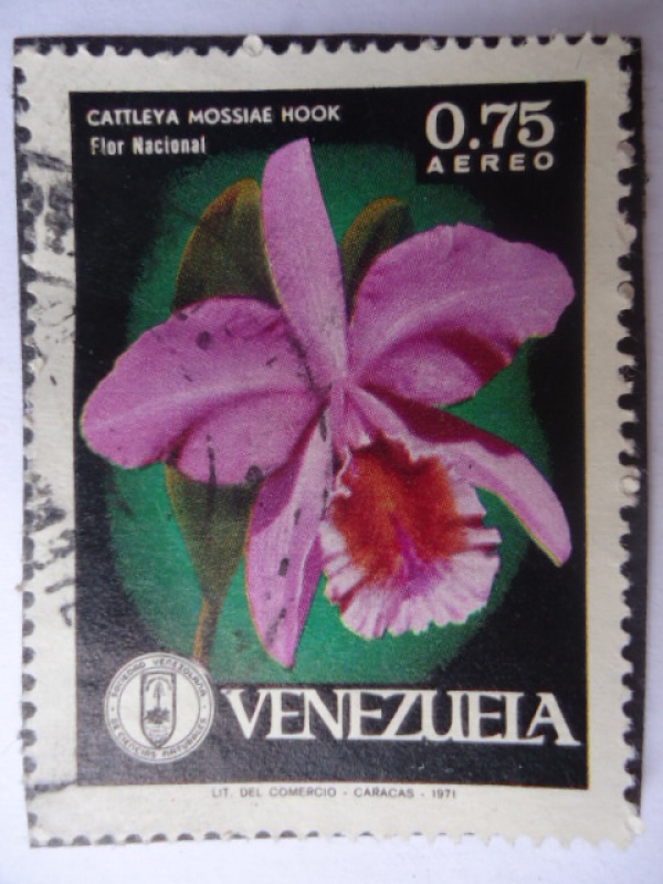 Sello: Orquídea - Cattleya Mossiae Hook - Flor Nacional 0,75 Lilade  Venezuela America