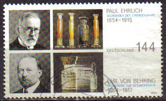 ALEMANIA 2004 Michel 2389 SELLO GANADORES NOBEL EHRILICH Y BEHRING USADO