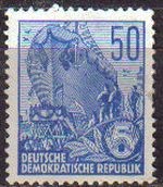 ALEMANIA DDR 1955 Michel 453 Sello Nuevo Serie Basica Botadura Barco