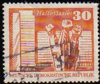 ALEMANIA DDR 1973 Scott 1435 Sello Ciudad Halle Saale 30 Usado Michel 1899 Allemagne Duitsland Germa