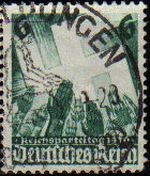 DEUTSCHES REICH 1936 Scott479 Sello Nurnburg Party Day Saludo a la Svastica ALEMANIA Michel 632