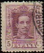 ESPAÑA 1922 311 Sello Alfonso XIII 5c. Tipo Vaquer Usado nº control al dorso