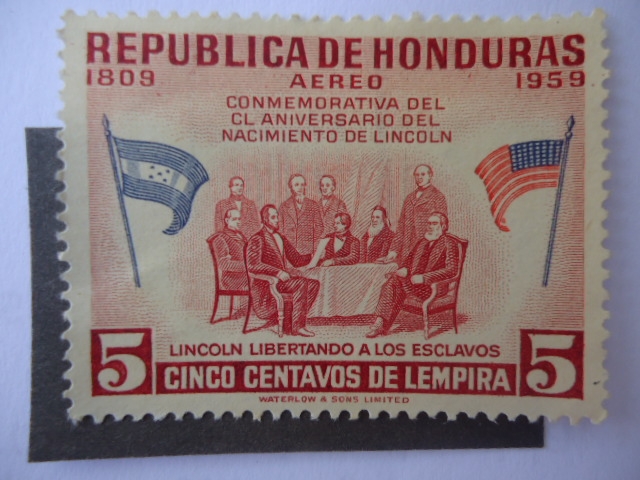Conmemorativa del CL del Aniversario del nacimiento de Lincoln. 1809-1959 - Lincoln Libertando a los