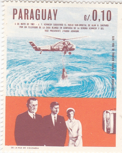 Kennedy y sra.viendo rescate vuelo espacial