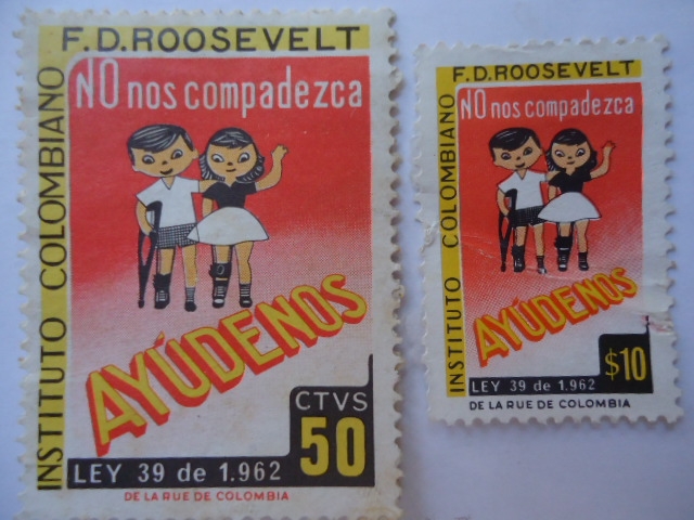 Instituto Colombiano F.D. Roosevelt - Viñeta de beneficencia para minusválidos- Ortopedia y rehabili
