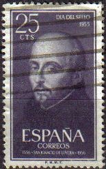 ESPAÑA 1955 1166 Sello Centenario Muerte San Ignacio de Loyola Usado