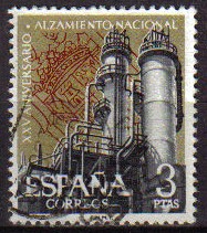 ESPAÑA 1961 1360 Sello XXV Aniv. del Alzamiento Nacional Siderurgia Usado 3pts