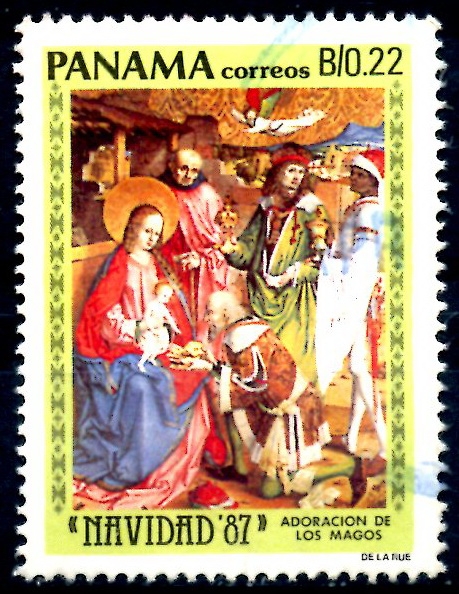 PANAMA_SCOTT 734.01 NAVIDAD 87, ADORACION DE LOS MAGOS, DE ALBRECHT NENTZ. $0,35