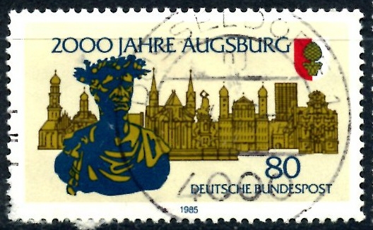 ALEMANIA_SCOTT 1432 AUGUSTO EMPERADOR ROMANO, EDIFICIOS DE AUGSBURG. $0,3