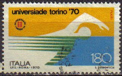 ITALIA 1970 Scott 1017 Sello Universiada Torino Natación Usado Michel 1312 YV1050