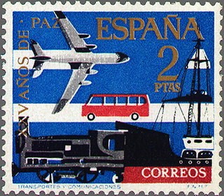 ESPAÑA 1964 1584 Sello Nuevo XXV Años de Paz Española Transporte