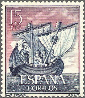 ESPAÑA 1964 1599 Sello Nuevo Barcos Marina Española Nave Medieval