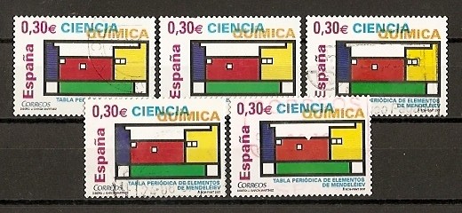 Ciencia./ Ficha con cinco sellos.