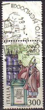 ITALIA 1983 Scott 1547 Sello Año Santo Iglesia Sta. Mª la Mayor (Sta. Maria Maggiore) Papa Usado Mic