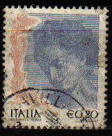 ITALIA 2002 Scott 2443 Sello Serie Basica Mujeres Danae Pintura de Correggio Usado Michel 2820