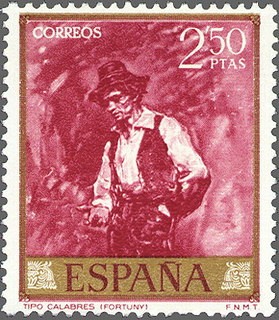 ESPAÑA 1968 1860 Sello Nuevo Pintor Mariano Fortuny Marsal Tipo Calabres