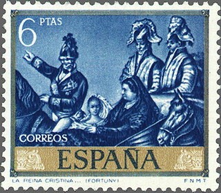 ESPAÑA 1968 1863 Sello Nuevo Pintor Mariano Fortuny Marsal Reina Cristina