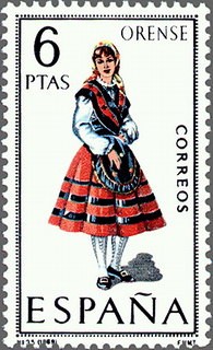 ESPAÑA 1969 1908 Sello Nuevo Serie Trajes Tipicos Españoles Orense
