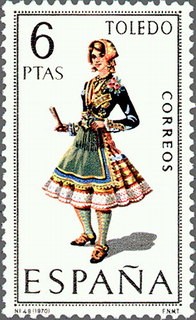 ESPAÑA 1970 1960 Sello Nuevo Serie Trajes Regionales Españoles Toledo c/señal charnela