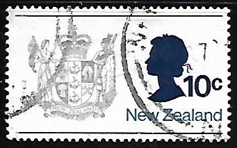 Escudo de armas y la reina Elizabeth II