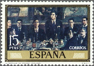 ESPAÑA 1972 2084 Sello Nuevo Pintor Solana La Tertulia de Pombo
