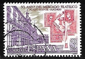 L Aniversário de l mercado filatélico de la Plaza Mayor de Madrid