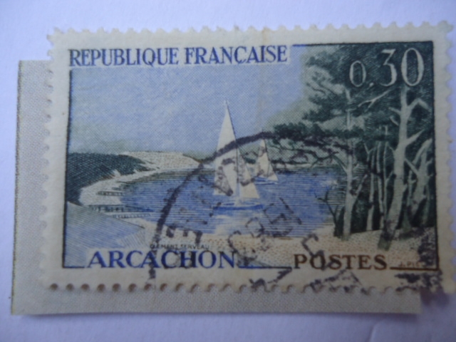 Bahía de Arcachon (Golfo de Vizcaya) Oleo del Clement Serveau (1886-1972)