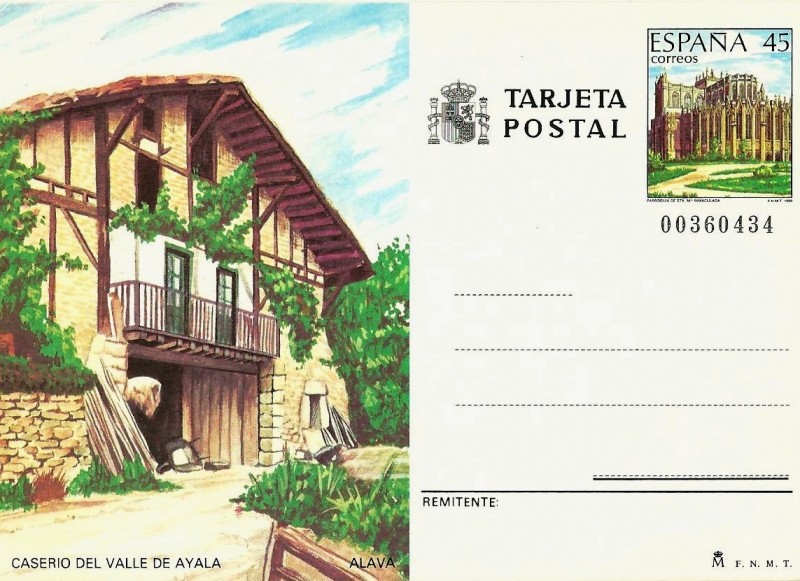 Tarjeta Entero Postal Edifil T148 Caserio Ayala Álava 45 NUEVO