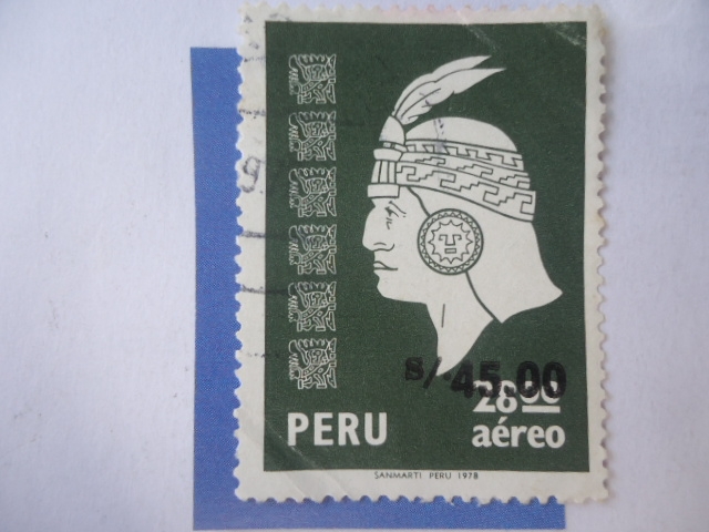 Cabeza Inca -( Estampilla habilitada)