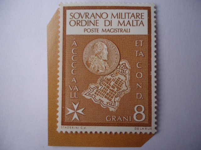 Orden Militar Soberana-Medalla del Gran Maestro Jean Parisot de La Vallette. y Plano Ciudad antigua.